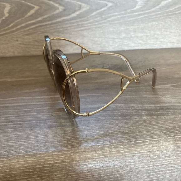 Chloe Gold Frame Sunglasses with Brown Lenses - Picture 7 of 13